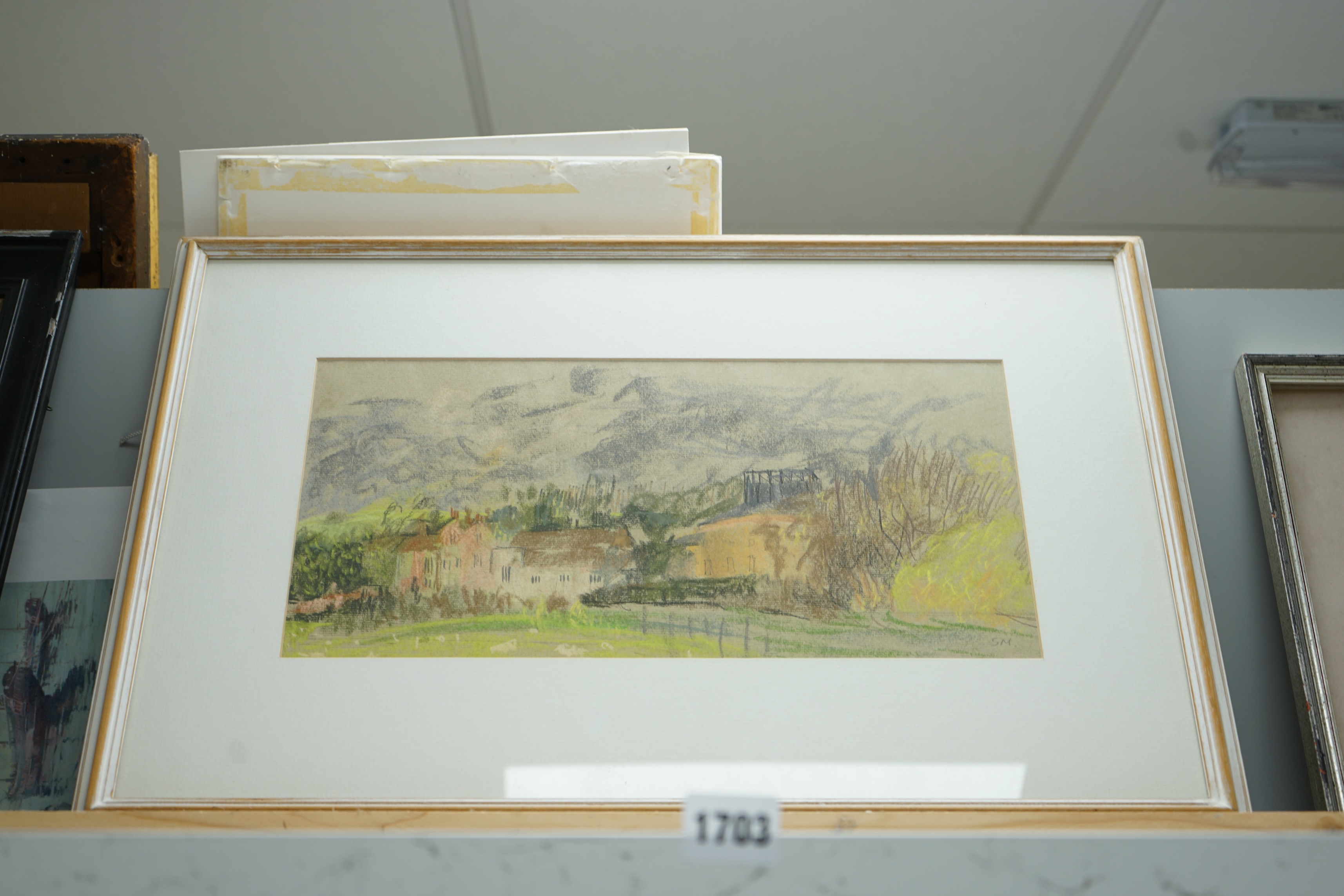 Sophie Mason, pastel, Glyndebourne, East Sussex, 1994, signed with initials, 18.5 x 39cm. Condition - fair